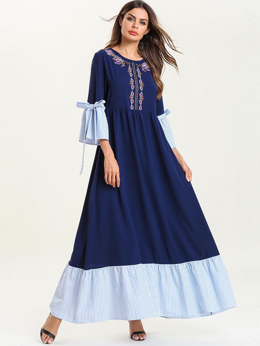 Robe Femme Musulman Women Islamic Clothing Modest Embroidery Borka Vêtements Prayer Clothes Dubai Kebaya Maleisie Vetement Femme Turkish Maxi Dress Abaya