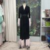 2022 Spring Summer Middle East Autumn Muslim Black Lace Up Elegant Velvet Coat