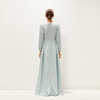 2022 Muslim Slim Elegant Arab Solid Color Thickening High Elasticity Linen Front Short Back Long Dress
