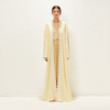 2022 Muslim Long Sleeve Loose Elastic Milk Silk Tassel Light Yellow National Style Elegant Fashion Robe