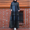 2022 Muslim New Style Cotton And Linen Printed Linen Ethnic Style Literary And Artistic Big Swing Long Pullover Dress