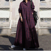 2022 Muslim Plus Size Women's Spring And Autumn Printed Cotton And Linen Retro Folk Style Loose Long-sleeved Big Swing Dress