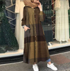 Muslim Plus Size Women's Fall Loose Dark Pattern Cotton And Linen Printing Casual Long-sleeved Retro Long Dress