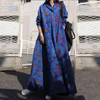 2022 Muslim Spring And Autumn Printed Cotton Plus Size Women's Retro Ethnic Style Loose Long-sleeved Big Swing Dress
