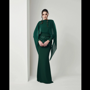 SIPO TIMELESS RAYA 2024 Design french beaded lace Baju Kurung - EMERALD GREEN 