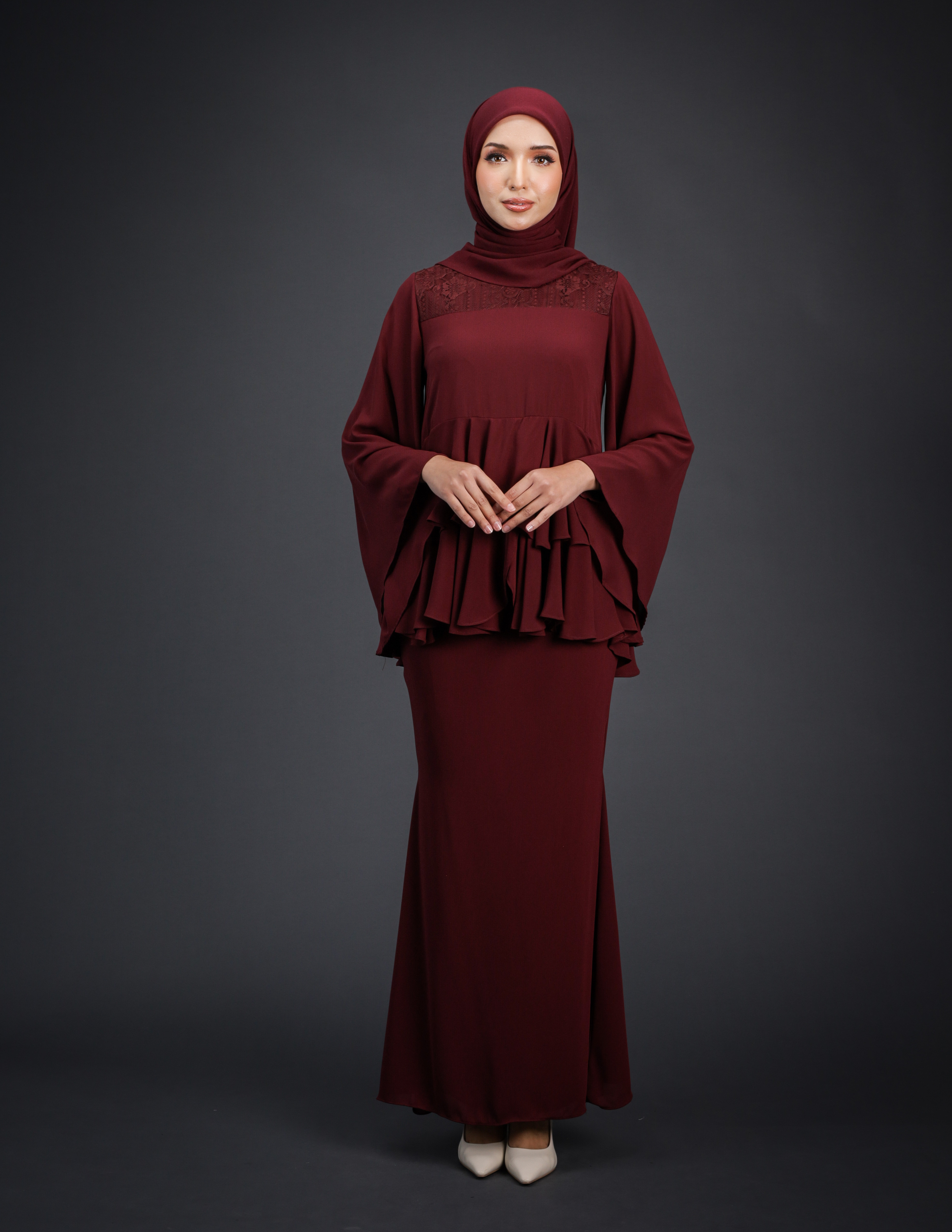 SIPO 2024 Wholesale Custom Mini Kurung Lace Round Neck Muslim Women Dress Malaysia Baju Kurung