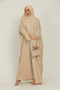 SIPO Luxury Crochet Hand Stitched Three Piece Open Abaya Set Islamic Clothing Luxury Hidjab Robe Muslim Abaya