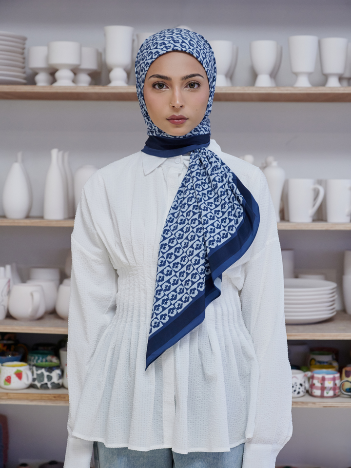 SIPO 46" X 46" Tudung Bawal Printed New Design Matte Satin Hijab Scarf