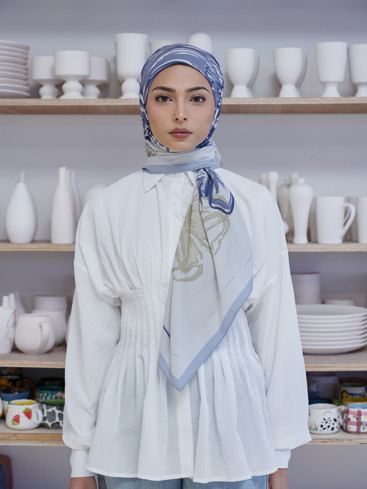 SIPO Custom 2024 Popular Matte Satin Printed HIjab Small Floral Design 46" X 46" Scarf Malaysian Women Tudung