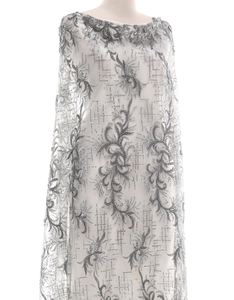 Embroidery Lace PEARL BEADED LACE IN DARK GREY