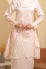Kurung Pahang Champagne Lace Flower Embroidery Design