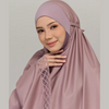 SIPO Plain Solid Color Telekung Premium Japaneese Cotton Malaysia Prayer Dress with Lace Muslim Clothing