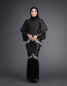 SIPO Modern Embroidered Chiffon Baju Kurung Customisable Islamic Raya Dress with Lace for Women