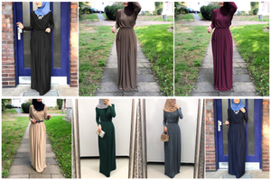 Fashion Simple Elegant Long Dresses Muslim Abaya Collar Islamic Clothing Moroccan Kimono
