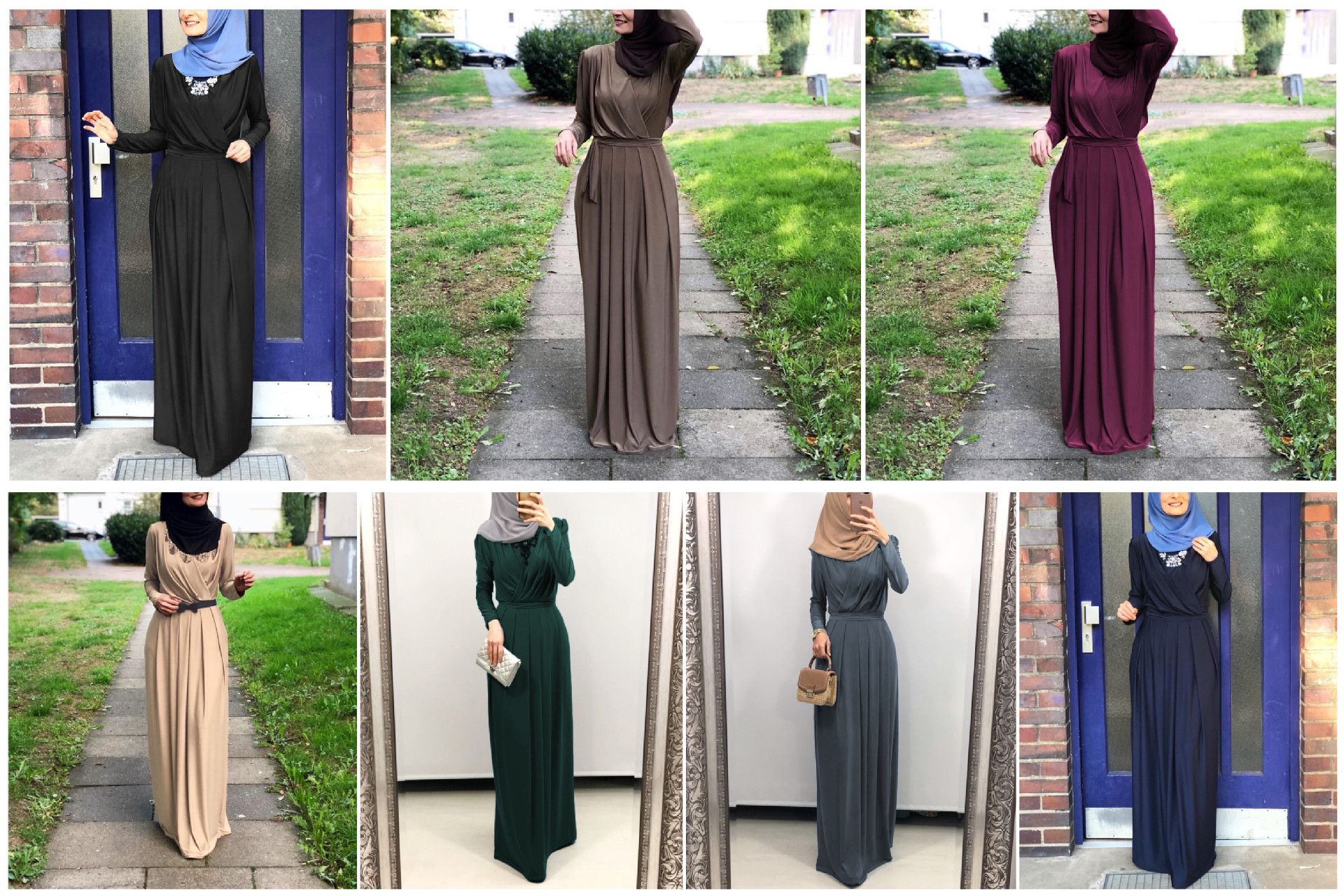 Fashion Simple Elegant Long Dresses Muslim Abaya Collar Islamic Clothing Moroccan Kimono