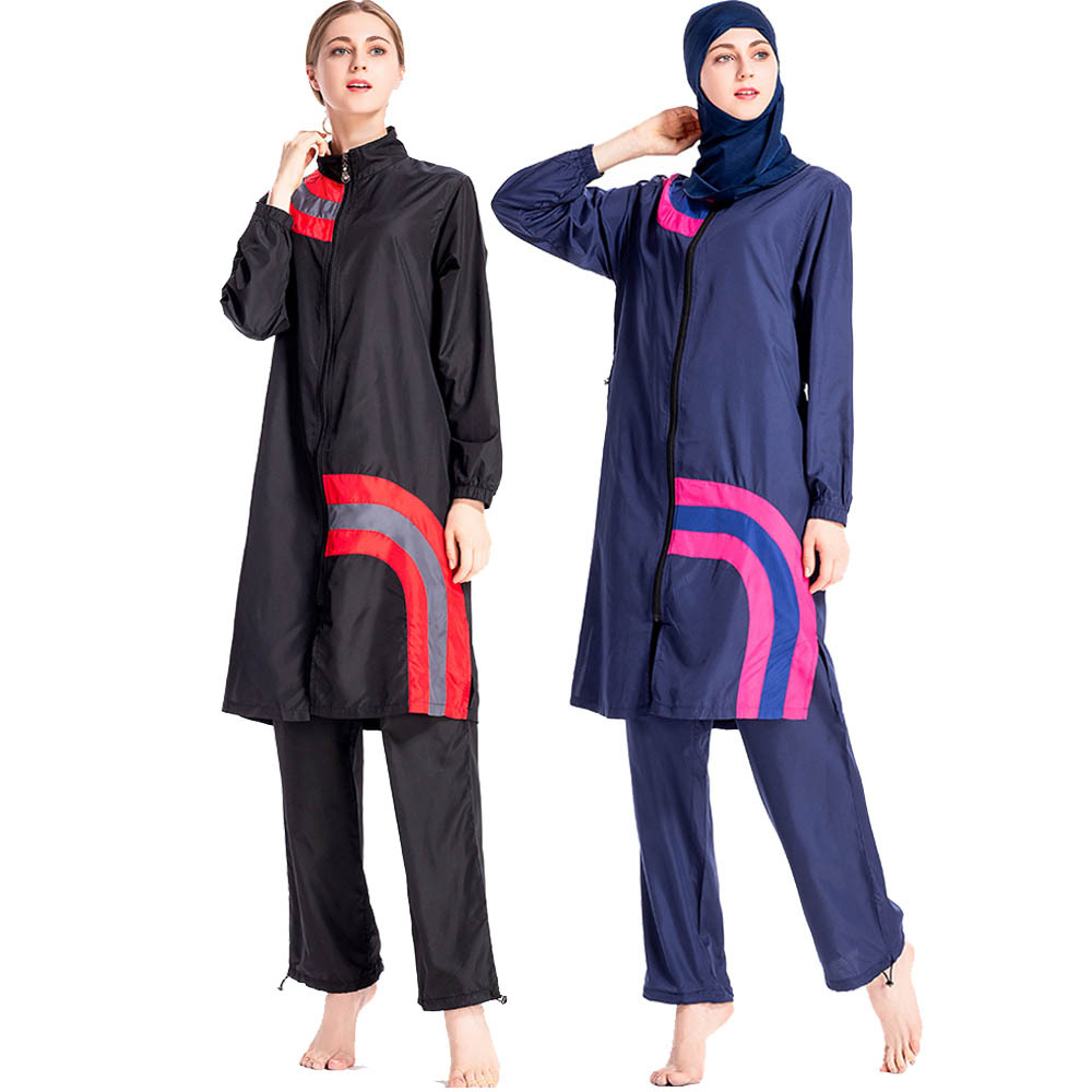 SIPO Conservative Swimsuit Suit Large Size Loose Zipper Split Stitching Women's Clothing