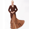 Cotton Long Sleeve Maxi Muslim Clothing Dress Abaya with Pearl Chiffon Fabric