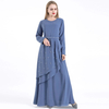Adult Arab Abaya Moroccan Ladies Islamic Clothing layered Dress With Belt