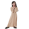 Wholesale Round Neck Long Sleeves Trumpet Cuff Muslim Islamic Kids Causal Clothing Dress Girls Abaya