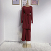 Popular New Design Islamic Clothing Ethnic Wear Long Sleeves Simple Muslim Dresses Set