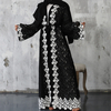 Middle East Black Lace Stitching White Lace Dubai Islamic Turkish Modest Cardigan Kimono