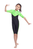 Turkish Girls Kids V-Neck Zipper Fashionable Color Stitching Design Muslim Islamic Swimsuit Swimwear