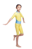 Kids Girls Conservative Cute V-Neck Stitching Consists Hat Islamic Muslim Swimsuit Swimwear