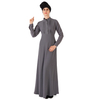 Stand Collar Ruffles Abaya Front Pleated Party Muslim Maxi Dress Islamic Clothing