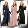 New Fashionable Turkish Islamic Cardigan Robe Slim Slim Waist Waist Muslim Open Abaya