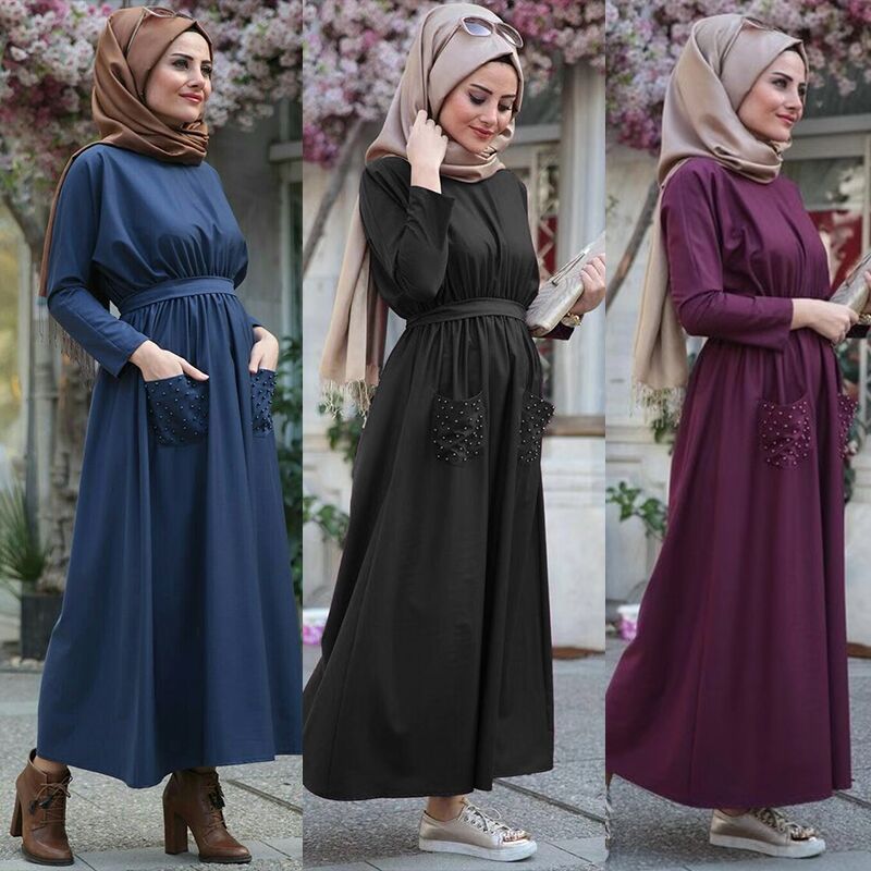 Pakistani Women New Style Hot Sell Fashion Muslim Kaftan Maxi Dresses Modest Clothing