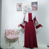 New Design Hotsale Fashion Turkish Trumpet Lace Sleeves Red Color Muslim Dresses