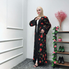 Hot Style Middle Eastern Turkey Embroidery Flower Robes Full Length Dresses Open Abaya