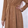 Drawstring Suede Muslim Islamic Abaya Modest Dress Maxi Dress