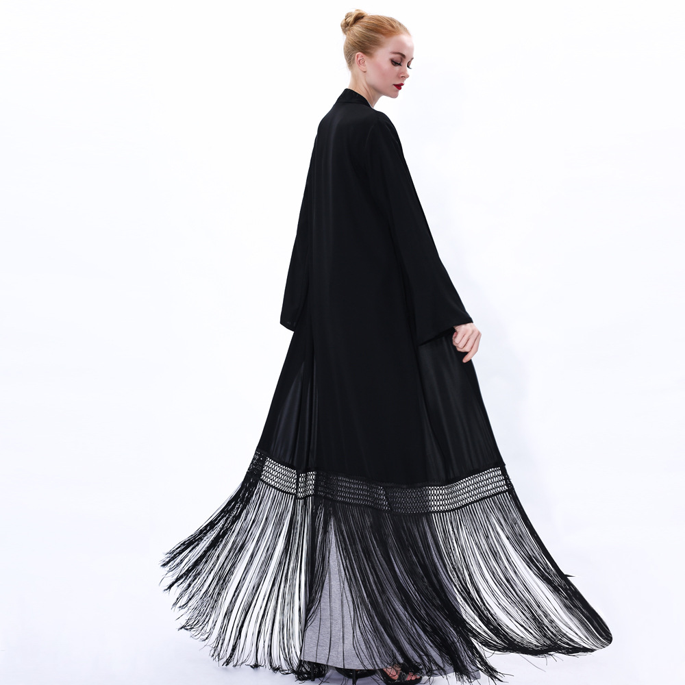 Front Open Abayas Kimono Muslim Dress Islamic Clothing Women Open Abaya