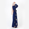 Embroidery Flower Muslim Islamic Clothing Kimono Cardigan Front Open Abaya
