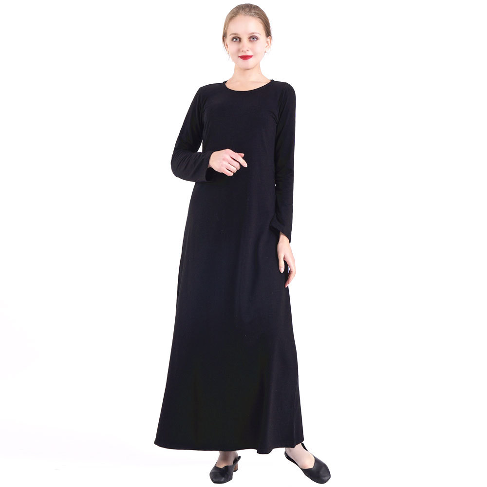 Basic Inner Dress Knitted Skin-friendly And Comfortable Long-sleeved Bottoming Long Abaya