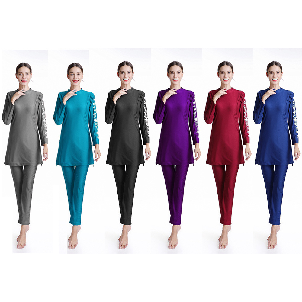 SIPO Digital Printed Slim Swimsuit Three-piece High Elasticity Muslim Plus Size Beach Suit
