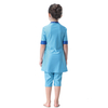 Kids Cuff Waist And Neckline Color Stitching Design Three-Piece Islamic Muslim Swimsuit Swimwear