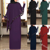 FREE SHIPPING 2021 Modest Pure Color Long Sleeve Islamic Clothing Prayer Dresses Muslim Women Maxi Dress Abaya With Shawl