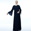 Muslim Flared Sleeve Ethnic Style Modest Islamic Cardigan Hit Color Open Abaya