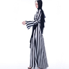 Muslim Abaya Female Color Matching Striped Flared Sleeve Lace Dress Middle East Abaya