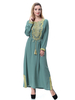 Crew Neck Breathable Long Sleeve Solid Robe Applique Muslim Islamic Clothing Dress Women Abaya