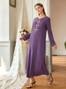 Handmade Beading V Neck Selvedge Modest Muslim Islamic Abaya Maxi Dress