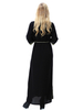 FREE SHIPPING Modest V-Neck Applique Breathable Solid Long Sleeve Muslim Islamic Women Abaya Dress Clothing With Removable Belt