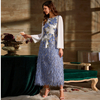 2021 Gold Texture Feather Jacquard Muslim Islamic Abaya Maxi Dress