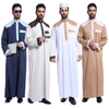 Dubai Embroidery Material Breathable Summer Long Sleeve Muslim Islamic Men Clothing Robe Arab Thobes