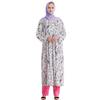Embroidered Long Sleeve Cotton Floral Muslim 2 Piece Sets Islamic Women Clothing Baju Kurung