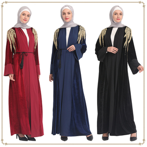 Wholesale Fashion Velvet Abaya Muslim Embroidery Cardigan Islamic Clothing Evening Dresses