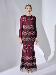 SIPO Wholesale Latest 2024 Fesyen Malaysia Baju Kurung Moden Embroidery Lace And Premium Moroccan Crepe Muslim Women Dress