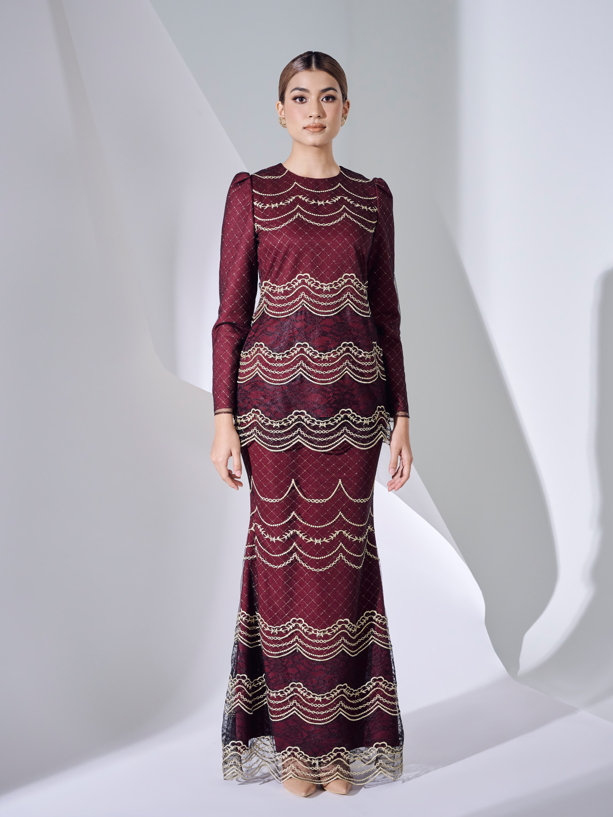 SIPO Wholesale Latest 2024 Fesyen Malaysia Baju Kurung Moden Embroidery Lace And Premium Moroccan Crepe Muslim Women Dress